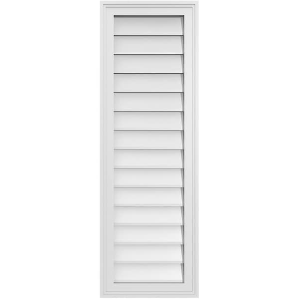 Ekena Millwork Vertical Surface Mount PVC Gable Vnt: Non-Functional, w/2"W x 1-1/2"H, Brickmould Frame, 14"W x 42"H - GVPVE14X4202SN