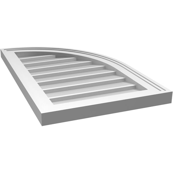 Ekena Millwork Quarter Round Top Right Surface Mount PVC Gable Vent w/ 2"W x 1-1/2"P Brickmould Frame, 16"W x 26"H - GVPQR16X2602SN