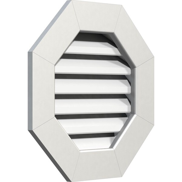 Ekena Millwork Octagonal Gable Vent Functional, PVC Gable Vent w/ 1" x 4" Flat Trim Frame, 34"W x 34"H - GVPOC34X3401FUN