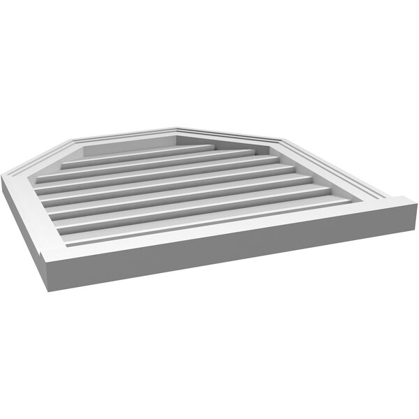 Ekena Millwork Octagonal Top Surface Mount PVC Gable Vent w/ 2"W x 2"P Brickmould Sill Frame, 26"W x 26"H - GVPOT26X2603SF