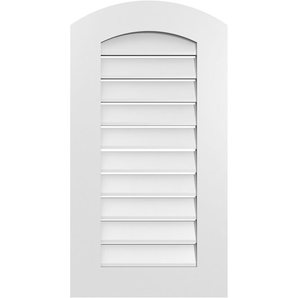 Ekena Millwork Arch Top Surface Mount PVC Gable Vent: Non-Functional, w/ 3-1/2"W x 1"P Standard Frame, 18"W x 32"H - GVPAR18X3201SN