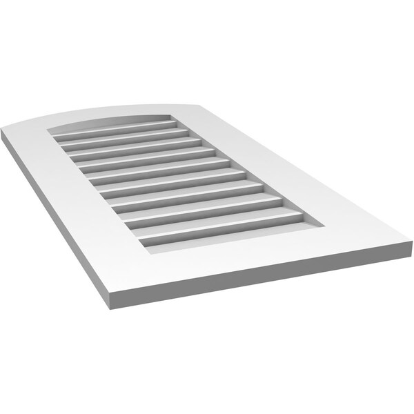 Ekena Millwork Arch Top Surface Mount PVC Gable Vent: Non-Functional, w/ 3-1/2"W x 1"P Standard Frame, 18"W x 32"H - GVPAR18X3201SN