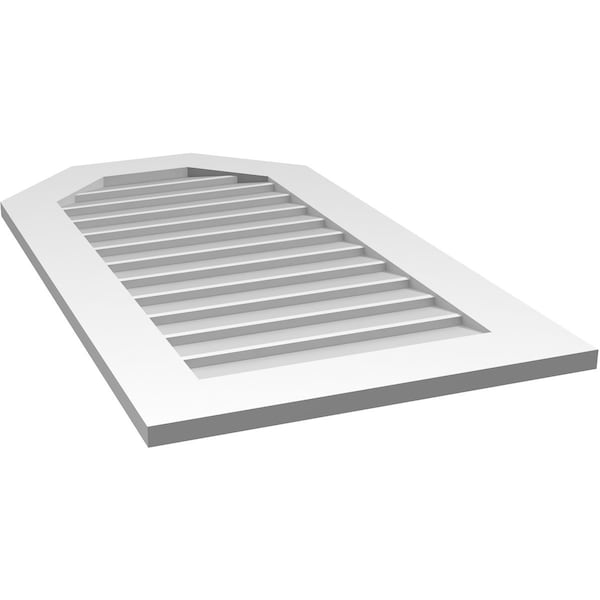 Ekena Millwork Octagonal Top Surface Mount PVC Gable Vent w/ 3-1/2"W x 1"P Standard Frame, 22"W x 40"H - GVPOT22X4001SN