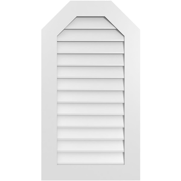 Ekena Millwork Octagonal Top Surface Mount PVC Gable Vent w/ 3-1/2"W x 1"P Standard Frame, 22"W x 40"H - GVPOT22X4001SN