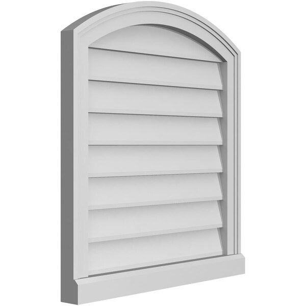 Ekena Millwork Arch Top Surface Mount PVC Gable Vent: Functional, w/ 2"W x 2"P Brickmould Sill Frame, 24"W x 26"H - GVPAR24X2603SF