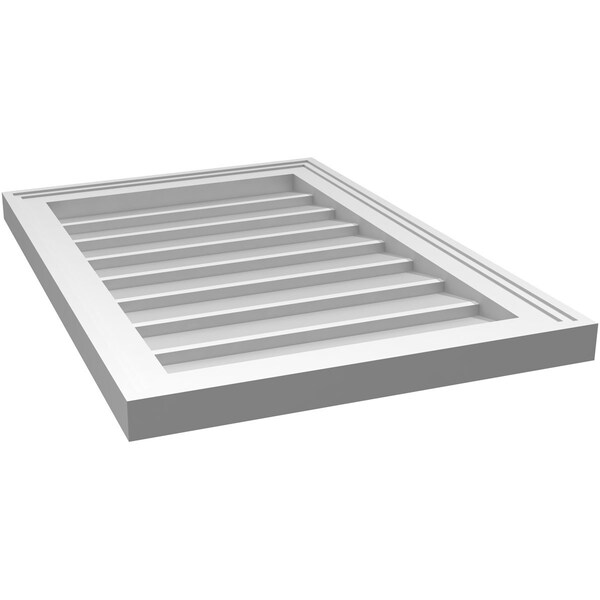 Ekena Millwork Vertical Surface Mount PVC Gable Vnt: Non-Functional, w/2"W x 1-1/2"H, Brickmould Frame, 18"W x 26"H - GVPVE18X2602SN