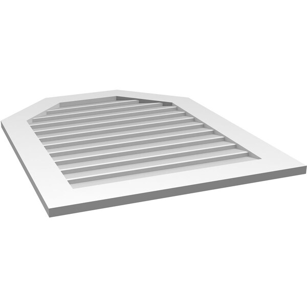 Ekena Millwork Octagonal Top Surface Mount PVC Gable Vent w/ 3-1/2"W x 1"P Standard Frame, 30"W x 38"H - GVPOT30X3801SN