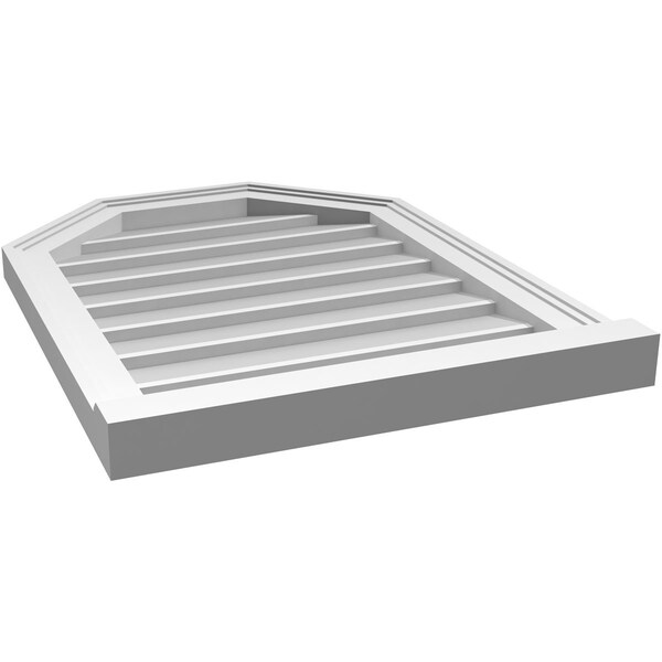 Ekena Millwork Octagonal Top Surface Mount PVC Gable Vent w/ 2"W x 2"P Brickmould Sill Frame, 20"W x 26"H - GVPOT20X2603SN