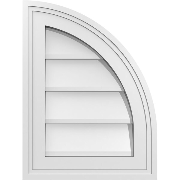 Ekena Millwork Quarter Round Top Right Surface Mount PVC Gable Vent w/ 2"W x 2"P Brickmould Sill Frame, 12"W x 16"H - GVPQR12X1603SN