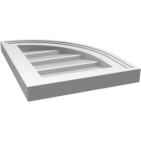 Ekena Millwork Quarter Round Top Right Surface Mount PVC Gable Vent w/ 2"W x 2"P Brickmould Sill Frame, 12"W x 16"H - GVPQR12X1603SN
