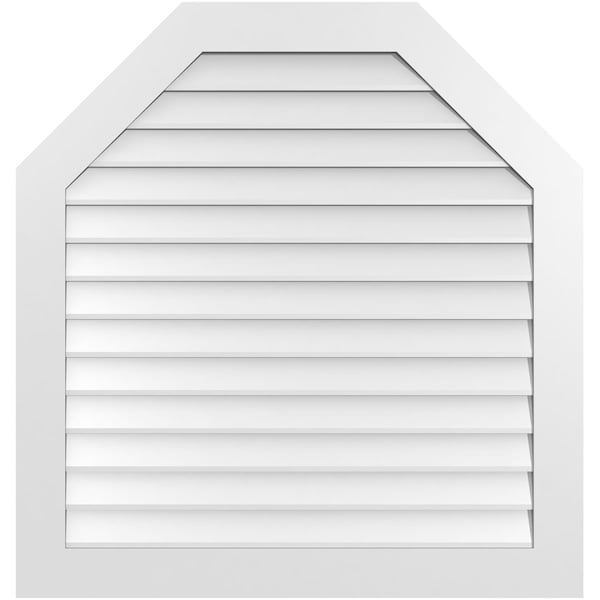 Ekena Millwork Octagonal Top Surface Mount PVC Gable Vent w/ 3-1/2"W x 1"P Standard Frame, 40"W x 42"H - GVPOT40X4201SN