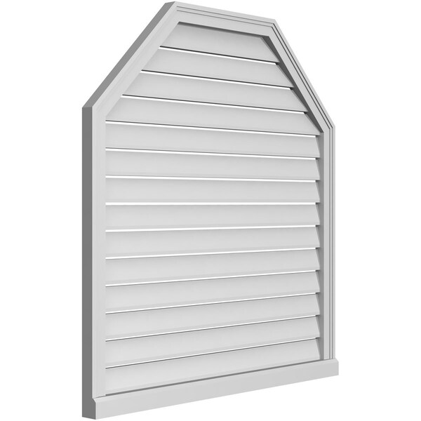 Ekena Millwork Octagonal Top Surface Mount PVC Gable Vent w/ 2"W x 2"P Brickmould Sill Frame, 40"W x 42"H - GVPOT40X4203SF