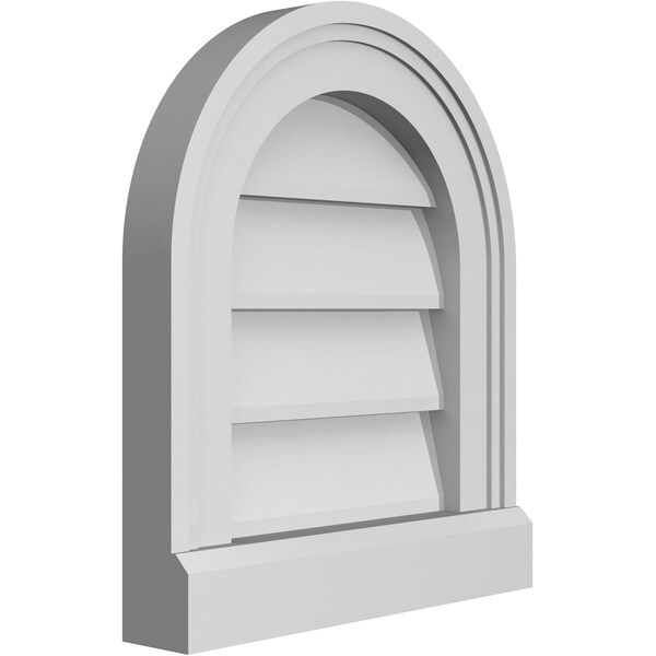 Ekena Millwork Round Top Surface Mount PVC Gable Vent w/ 2"W x 2"P Brickmould Sill Frame, 12"W x 14"H - GVPRT12X1403SN
