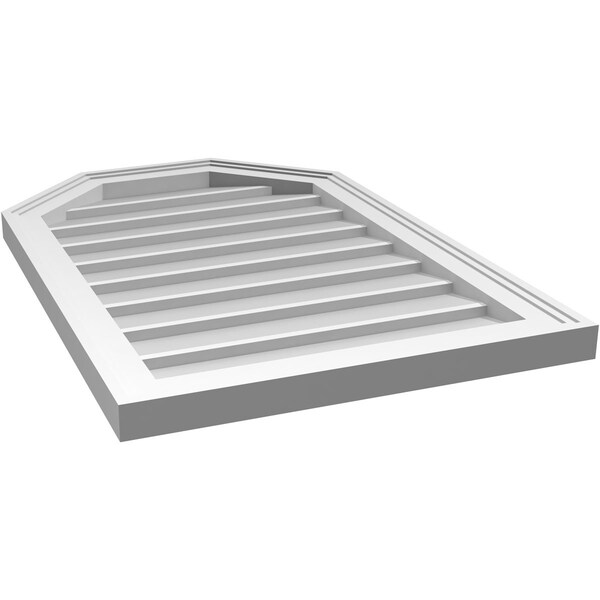 Ekena Millwork Octagonal Top Surface Mount PVC Gable Vent w/ 2"W x 1-1/2"P Brickmould Frame, 20"W x 30"H - GVPOT20X3002SN