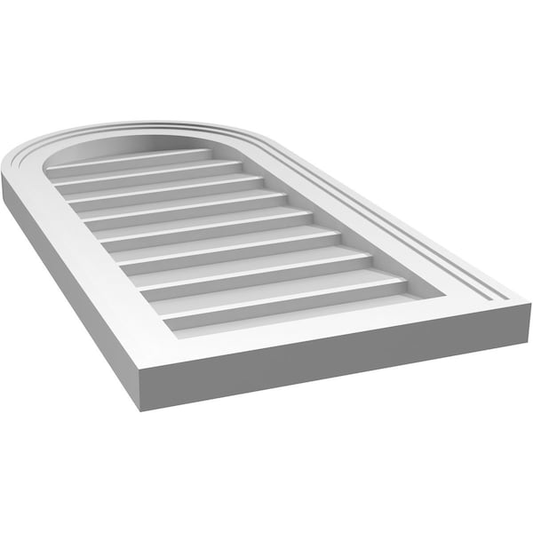 Ekena Millwork Round Top Surface Mount PVC Gable Vent w/ 2"W x 1-1/2"P Brickmould Frame, 14"W x 28"H - GVPRT14X2802SN