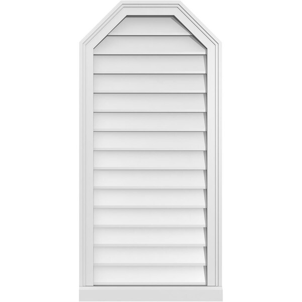 Ekena Millwork Octagonal Top Surface Mount PVC Gable Vent w/ 2"W x 2"P Brickmould Sill Frame, 20"W x 42"H - GVPOT20X4203SN