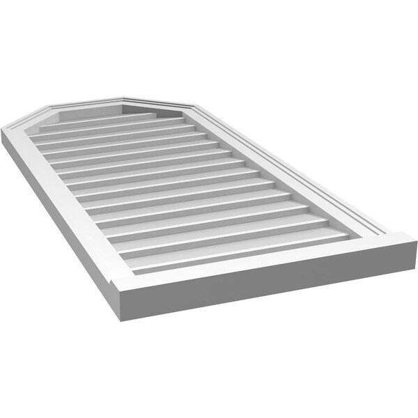 Ekena Millwork Octagonal Top Surface Mount PVC Gable Vent w/ 2"W x 2"P Brickmould Sill Frame, 20"W x 42"H - GVPOT20X4203SN