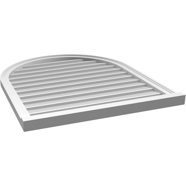 Ekena Millwork Round Top Surface Mount PVC Gable Vent w/ 2"W x 2"P Brickmould Sill Frame, 32"W x 38"H - GVPRT32X3803SN