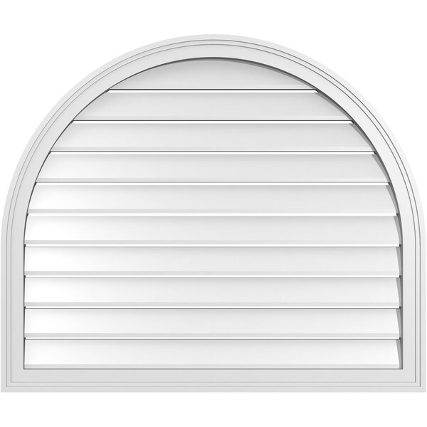 Ekena Millwork Round Top Surface Mount PVC Gable Vent: Functional, w/ 2"W x 1-1/2"P Brickmould Frame, 38"W x 32"H - GVPRT38X3202SF