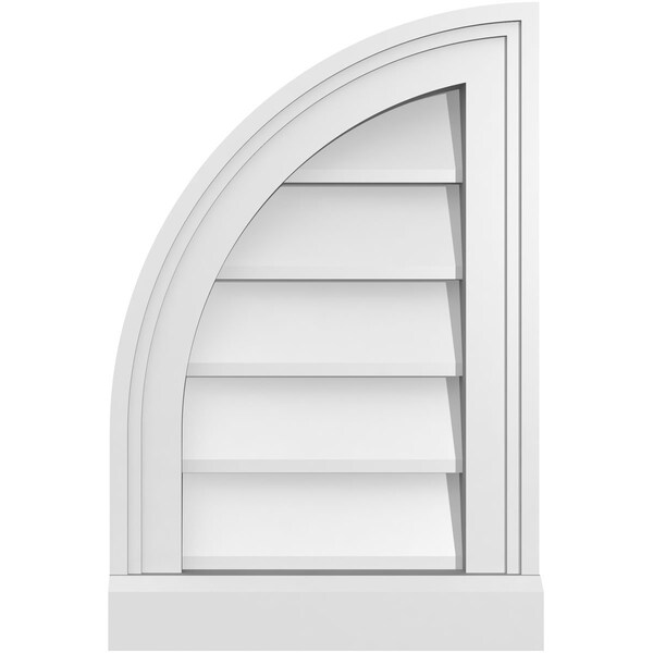 Ekena Millwork Quarter Round Top Left Surface Mount PVC Gable Vent w/ 2"W x 2"P Brickmould Sill Frame, 12"W x 18"H - GVPQL12X1803SN