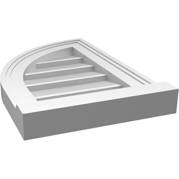 Ekena Millwork Quarter Round Top Left Surface Mount PVC Gable Vent w/ 2"W x 2"P Brickmould Sill Frame, 12"W x 18"H - GVPQL12X1803SN