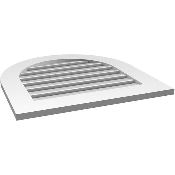 Ekena Millwork Round Top Surface Mount PVC Gable Vent: Functional, w/ 3-1/2"W x 1"P Standard Frame, 26"W x 26"H - GVPRT26X2601SF