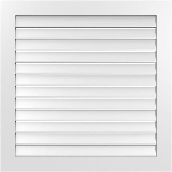 Ekena Millwork Vertical Surface Mount PVC Gable Vent: Functional, w/ 3-1/2"W x 1"P Standard Frame, 40"W x 40"H - GVPVE40X4001SF
