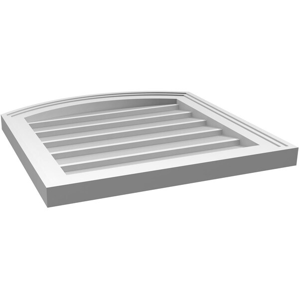 Ekena Millwork Arch Top Surface Mount PVC Gable Vent: Functional, w/ 2"W x 1-1/2"P Brickmould Frame, 20"W x 20"H - GVPAR20X2002SF