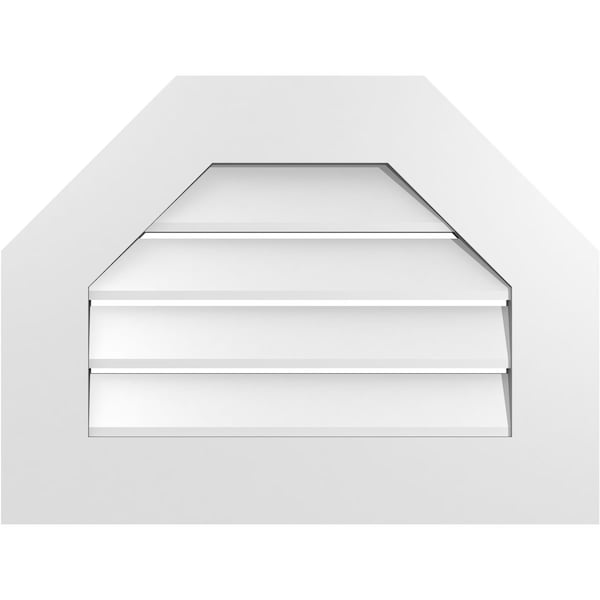 Ekena Millwork Octagonal Top Surface Mount PVC Gable Vent: Functional, w/ 3-1/2"W x 1"P Standard Frame, 24"W x 18"H - GVPOT24X1801SF