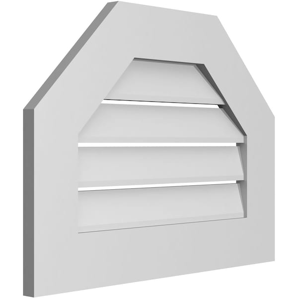 Ekena Millwork Octagonal Top Surface Mount PVC Gable Vent: Functional, w/ 3-1/2"W x 1"P Standard Frame, 24"W x 18"H - GVPOT24X1801SF