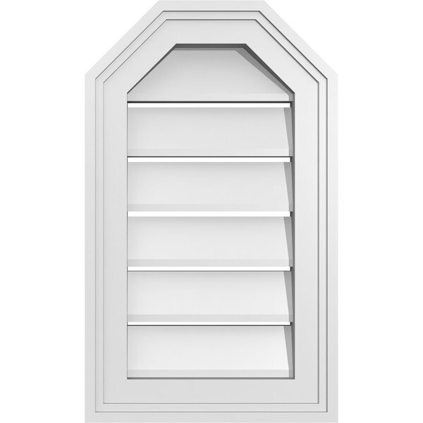 Ekena Millwork Octagonal Top Surface Mount PVC Gable Vent w/ 2"W x 1-1/2"P Brickmould Frame, 12"W x 20"H - GVPOT12X2002SF