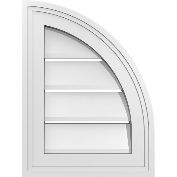 Ekena Millwork Quarter Round Top Right Surface Mount PVC Gable Vent w/ 2"W x 1-1/2"P Brickmould Frame, 12"W x 16"H - GVPQR12X1602SF