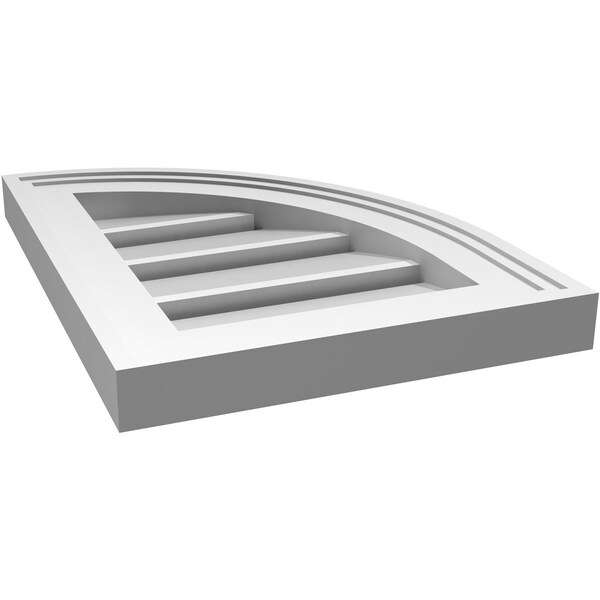 Ekena Millwork Quarter Round Top Right Surface Mount PVC Gable Vent w/ 2"W x 1-1/2"P Brickmould Frame, 12"W x 16"H - GVPQR12X1602SF