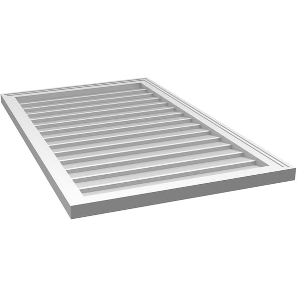 Ekena Millwork Vertical Surface Mount PVC Gable Vnt: Non-Functional, w/2"W x 1-1/2"H, Brickmould Frame, 26"W x 42"H - GVPVE26X4202SN
