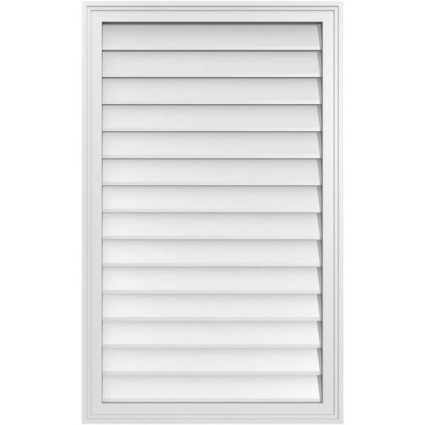 Ekena Millwork Vertical Surface Mount PVC Gable Vnt: Non-Functional, w/2"W x 1-1/2"H, Brickmould Frame, 26"W x 42"H - GVPVE26X4202SN