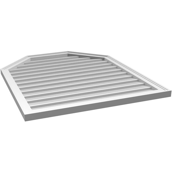 Ekena Millwork Octagonal Top Surface Mount PVC Gable Vent w/ 2"W x 1-1/2"P Brickmould Frame, 34"W x 40"H - GVPOT34X4002SN