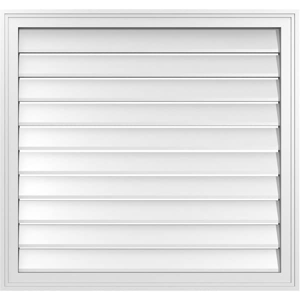 Ekena Millwork Vertical Surface Mount PVC Gable Vent: Functional, w/ 2"W x 1-1/2"P Brickmould Frame, 34"W x 32"H - GVPVE34X3202SF