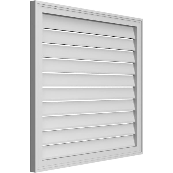 Ekena Millwork Vertical Surface Mount PVC Gable Vent: Functional, w/ 2"W x 1-1/2"P Brickmould Frame, 34"W x 32"H - GVPVE34X3202SF