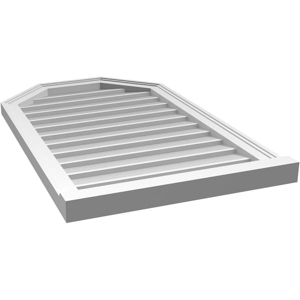 Ekena Millwork Octagonal Top Surface Mount PVC Gable Vent w/ 2"W x 2"P Brickmould Sill Frame, 22"W x 36"H - GVPOT22X3603SN