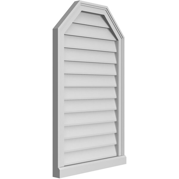 Ekena Millwork Octagonal Top Surface Mount PVC Gable Vent w/ 2"W x 2"P Brickmould Sill Frame, 22"W x 36"H - GVPOT22X3603SN