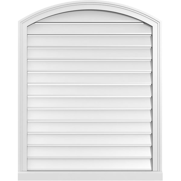 Ekena Millwork Arch Top Surface Mount PVC Gable Vent w/ 2"W x 2"P Brickmould Sill Frame, 32"W x 38"H - GVPAR32X3803SN