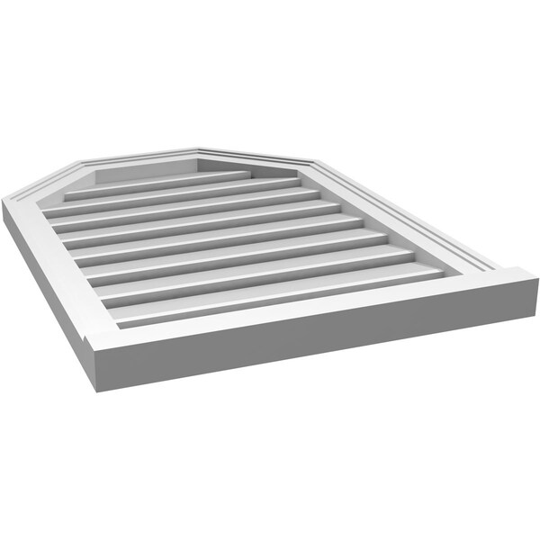 Ekena Millwork Octagonal Top Surface Mount PVC Gable Vent w/ 2"W x 2"P Brickmould Sill Frame, 22"W x 30"H - GVPOT22X3003SF