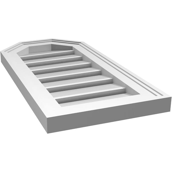 Ekena Millwork Octagonal Top Surface Mount PVC Gable Vent w/ 2"W x 1-1/2"P Brickmould Frame, 12"W x 24"H - GVPOT12X2402SF