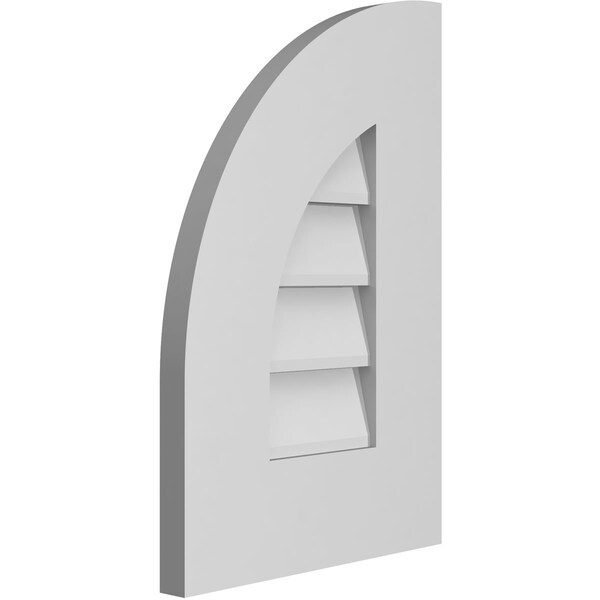 Ekena Millwork Quarter Round Top Left Surface Mount PVC Gable Vent w/ 3-1/2"W x 1"P Standard Frame, 12"W x 18"H - GVPQL12X1801SN