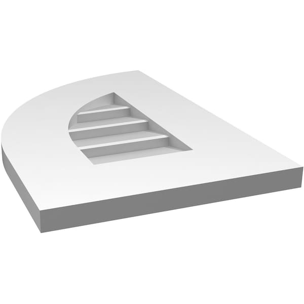 Ekena Millwork Quarter Round Top Left Surface Mount PVC Gable Vent w/ 3-1/2"W x 1"P Standard Frame, 12"W x 18"H - GVPQL12X1801SN