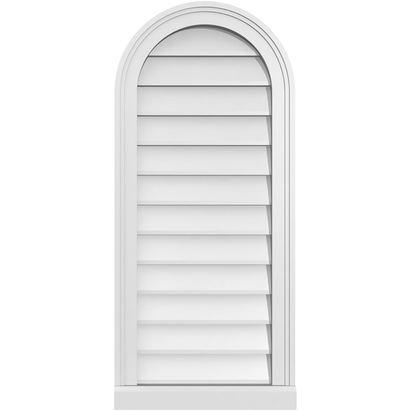 Ekena Millwork Round Top Surface Mount PVC Gable Vent w/ 2"W x 2"P Brickmould Sill Frame, 16"W x 36"H - GVPRT16X3603SN