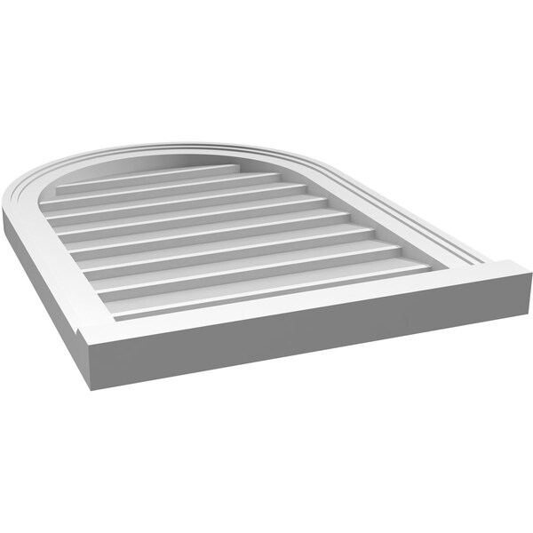 Ekena Millwork Round Top Surface Mount PVC Gable Vent w/ 2"W x 2"P Brickmould Sill Frame, 20"W x 28"H - GVPRT20X2803SN