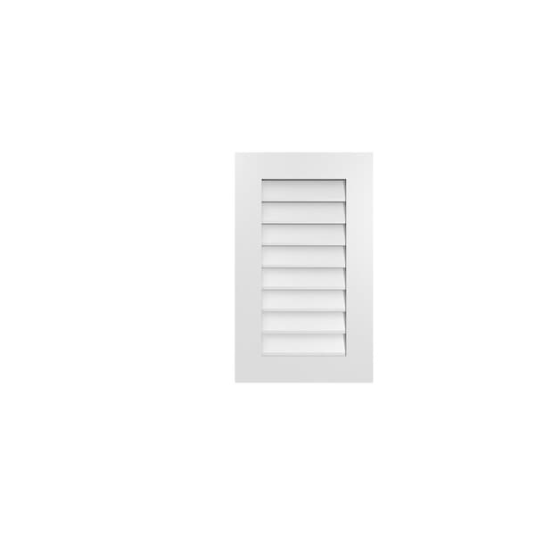 Ekena Millwork Vertical Surface Mount PVC Gable Vent: Non-Functional, w/ 3-1/2"W x 1"P Standard Frame, 18"W x 30"H - GVPVE18X3001SN