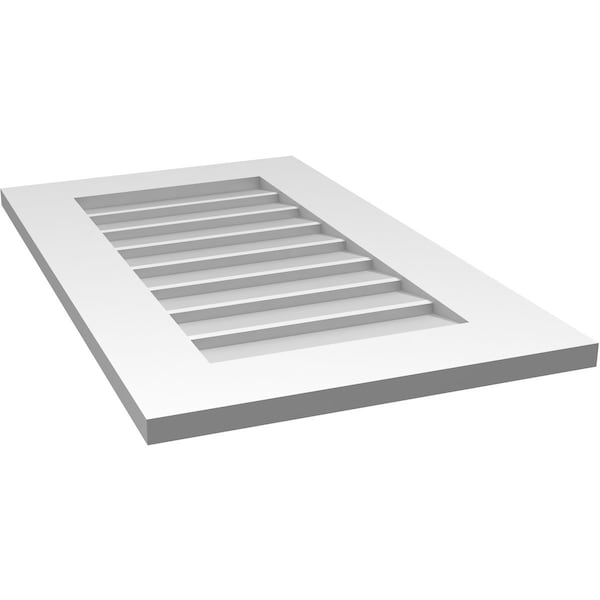 Ekena Millwork Vertical Surface Mount PVC Gable Vent: Non-Functional, w/ 3-1/2"W x 1"P Standard Frame, 18"W x 30"H - GVPVE18X3001SN
