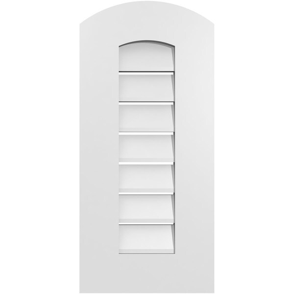 Ekena Millwork Arch Top Surface Mount PVC Gable Vent: Non-Functional, w/ 3-1/2"W x 1"P Standard Frame, 12"W x 24"H - GVPAR12X2401SN